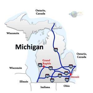 An image of Michigan Interstate Road Maps for trucking Companies in Detroit, Lansing, Ann Arbor, Warren, Grand Rapids, Mi