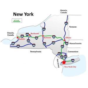 An image of New York, NY to Los Angeles, CA freight shipment for trucking Companies in New York City, New York, Rochester, Albany, Buffalo, Ny